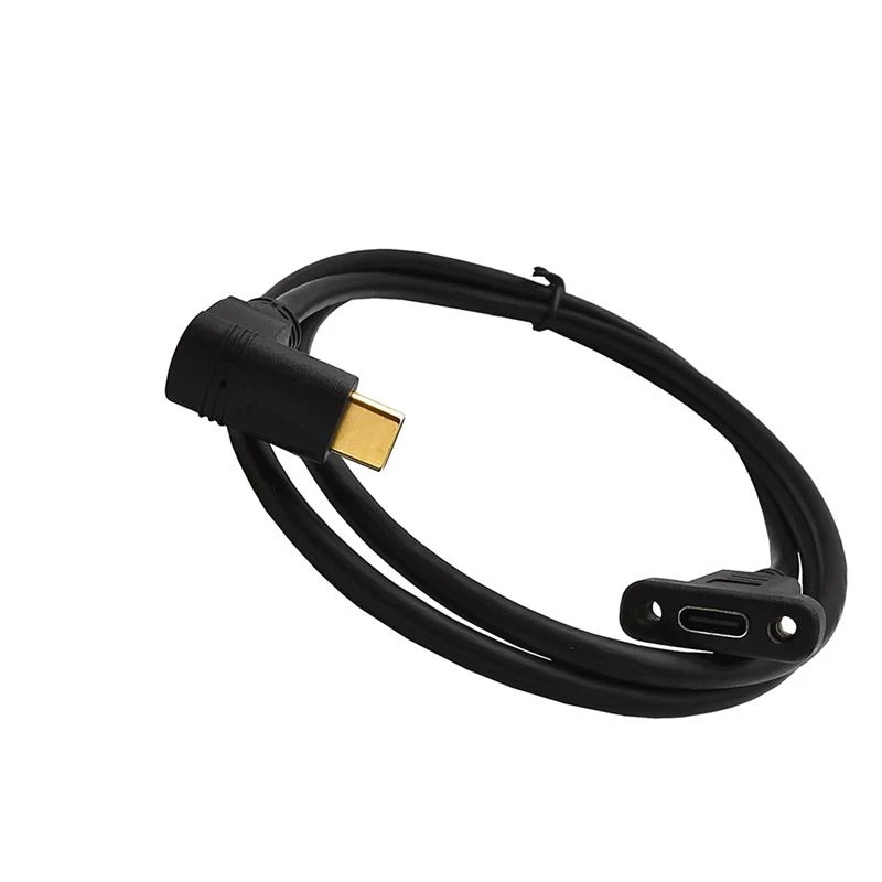 up angle USB3.1 male to female cable with panel mounting screw
