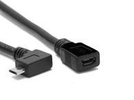 Vasemman kulman mikro-USB2.{1}} Tyypin B uros-naaras-jatkeen latauskaapeli